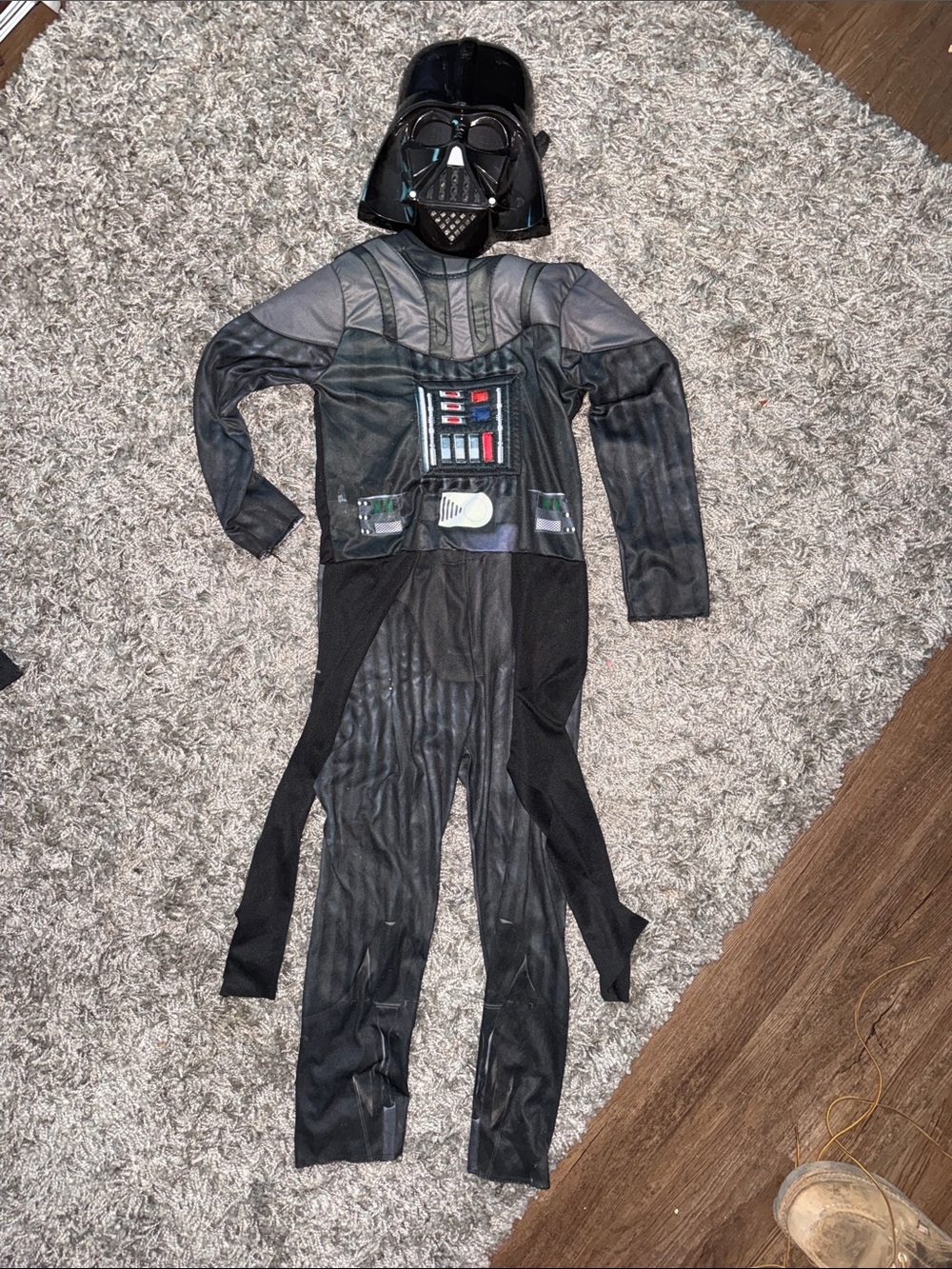 Black Darth Vader Kids One-Piece Costume with Mask Medium
